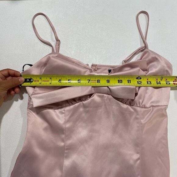 Forever 21 Pink Satin Bow Mini Dress | Size M | Elegant Party / Date Night Look - Picture 4 of 4